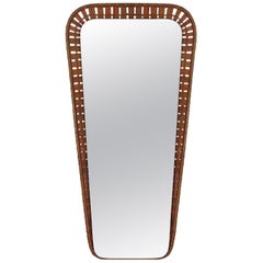 Swedish Midcentury Conical Rattan Wall Mirror, 1950s