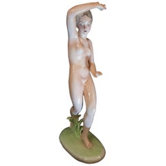 Goldscheider Josef Schuster Germany Art Deco Naked Woman Ceramic, 1940s