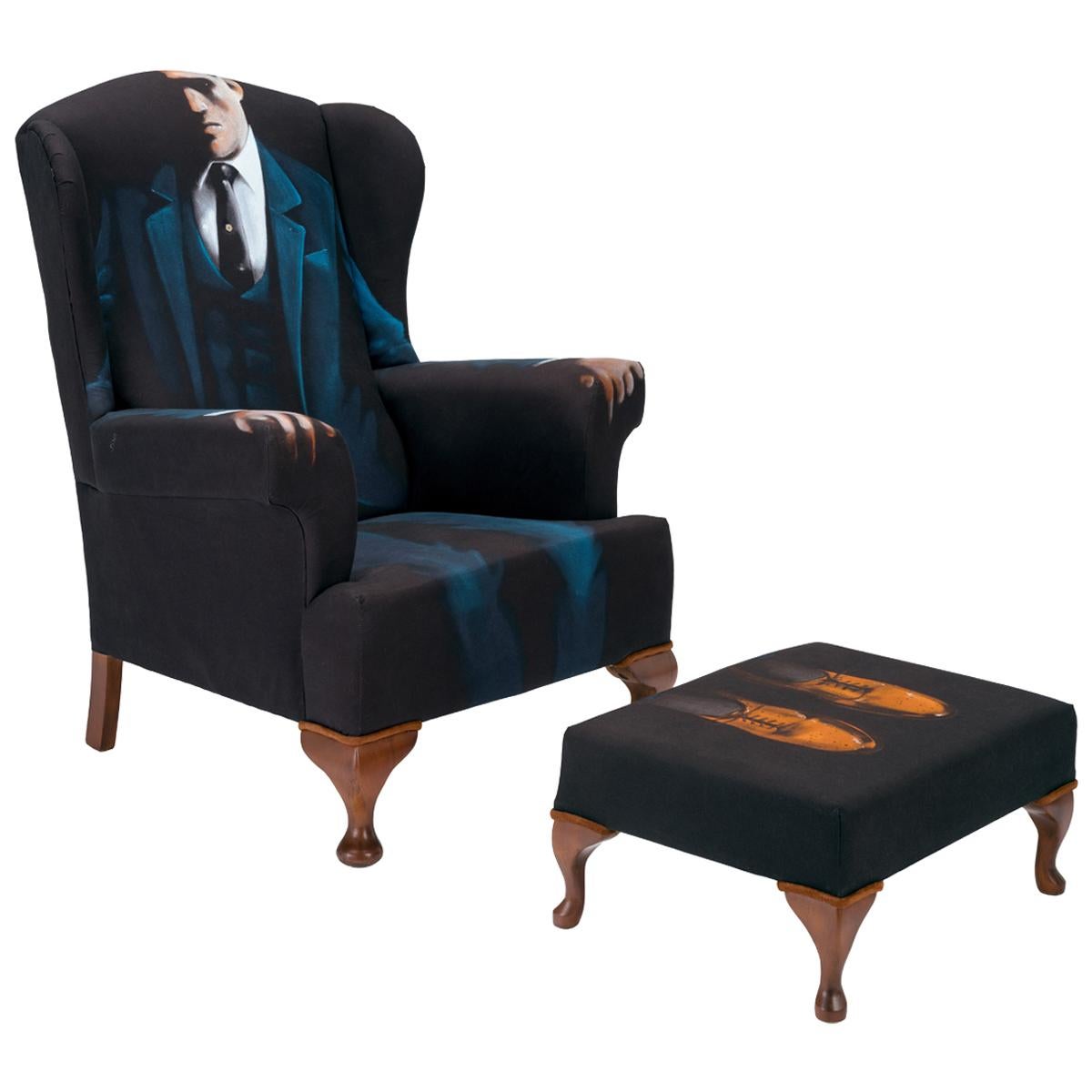 Midcentury Wing Back Armchair 'the Mafia Boss’  Bespoke Unique One of a Kind