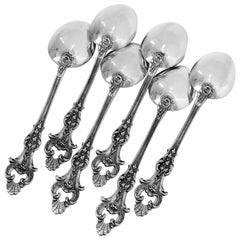 Antique French Sterling Silver Moka Espresso Spoons Set, 6 Piece