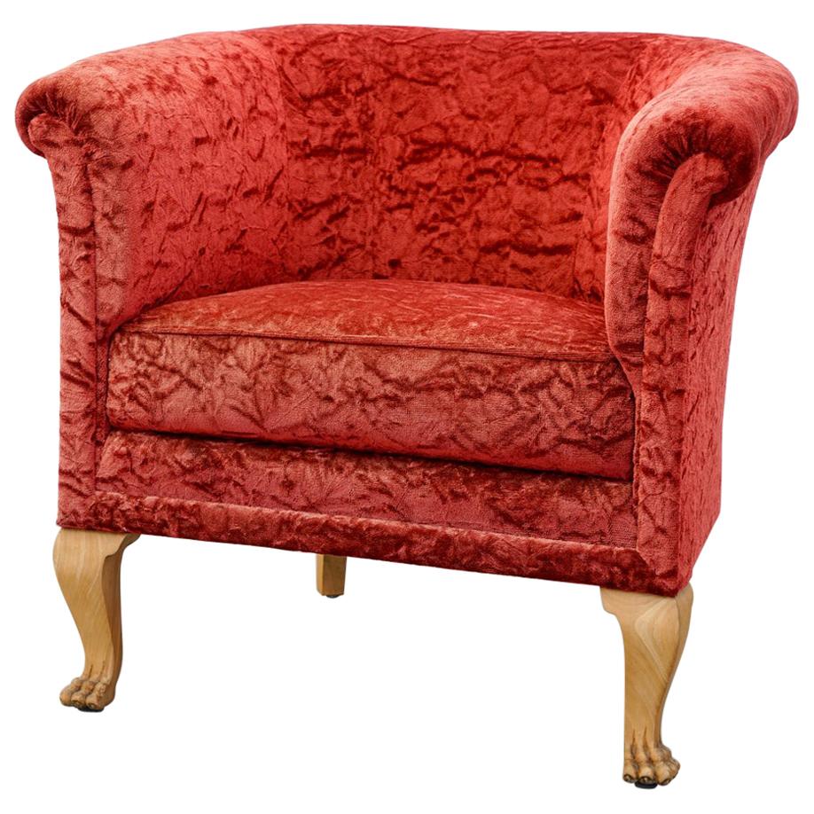 Upholstered Armchair, Made in the 1940s, with Velour de Goffre For Sale
