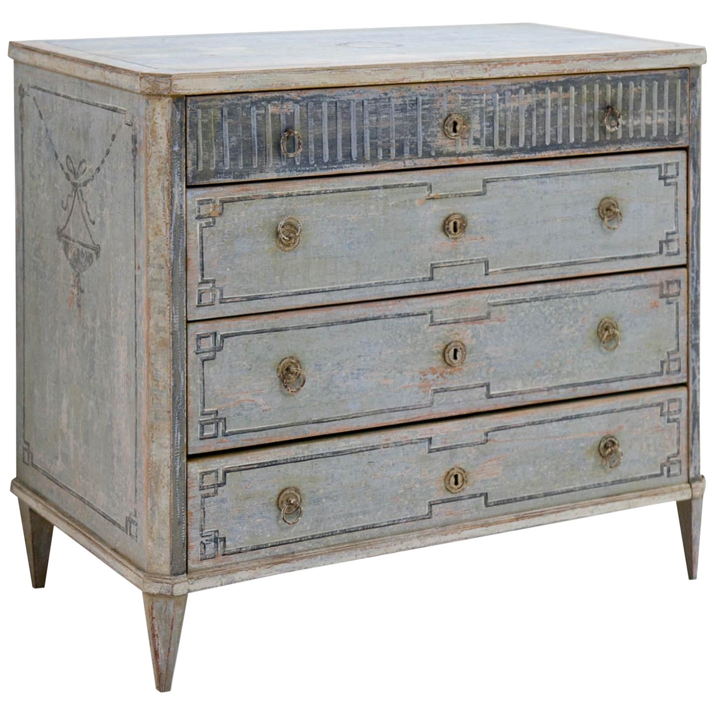 Gustavian-Style Painted Chest of Drawers, 19th Century
