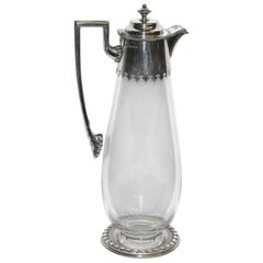 Antique Victorian Silver Plated and Glass Claret Jug, circa 1880