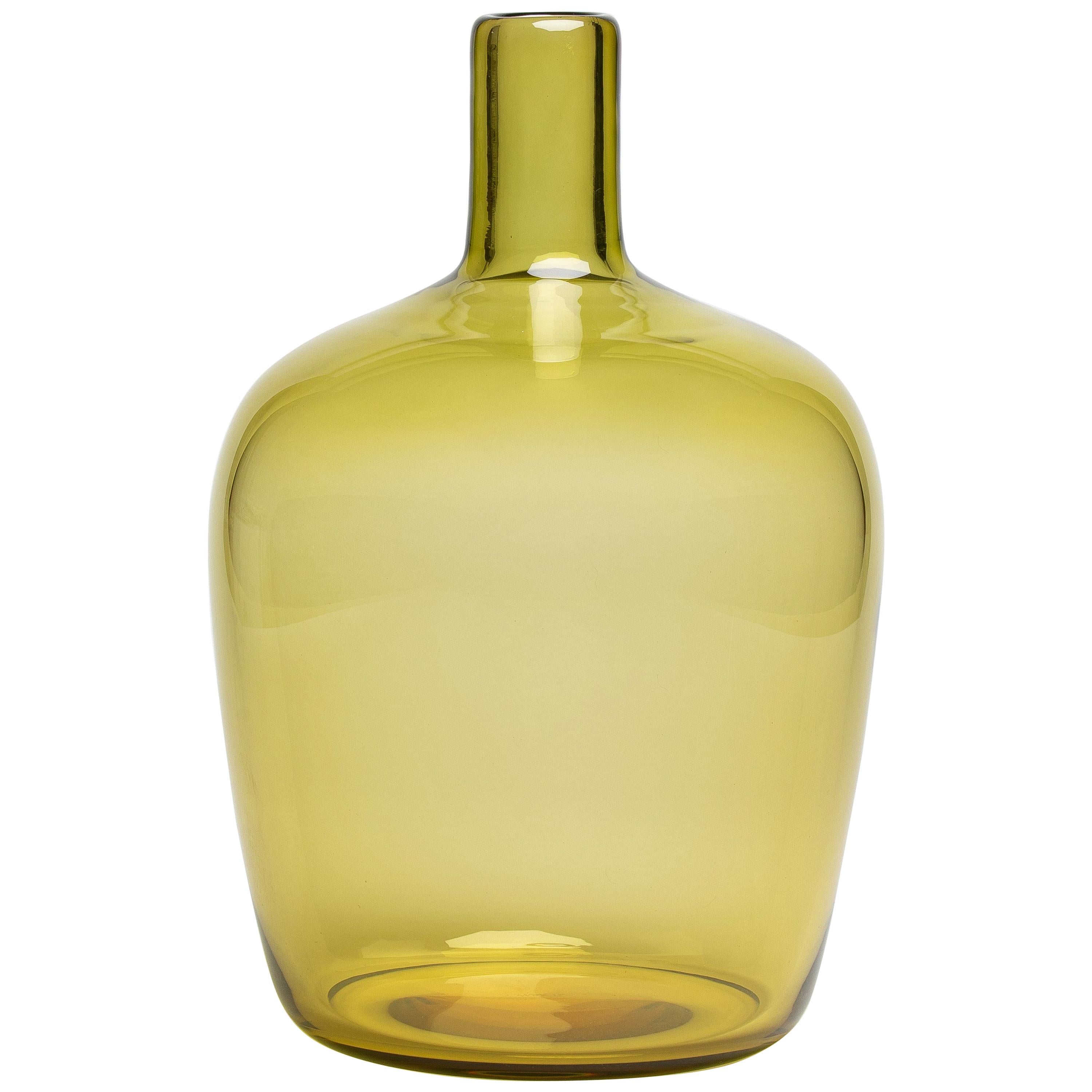 Yali Murano Hand Blown Monastiri Bottle Vase Green For Sale