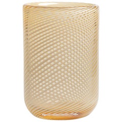 Yali Murano Hand Blown Filigrana Tall Vase Amber