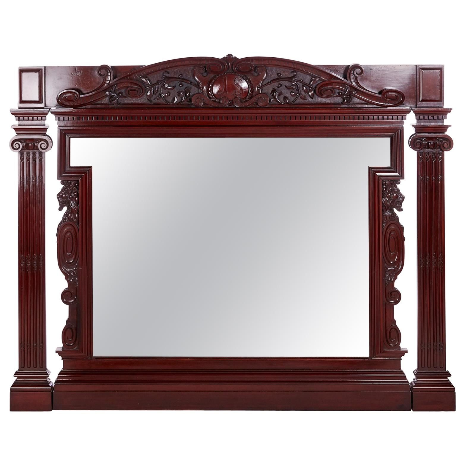 Fantastic Quality Antique Victorian Mahogany Large Carved Wall Mirror For Sale