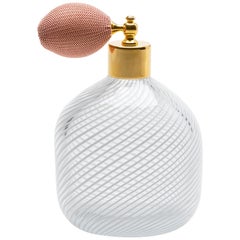 Yali Murano Hand Blown Filigrana Atomiser Perfume Bottle White