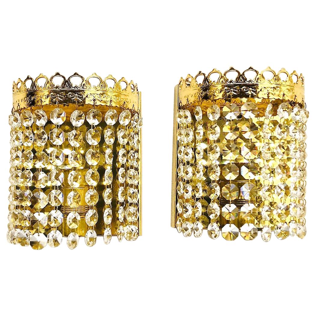 Pair of Crystal Waterfall Sconces by Richard Essig, Germany, 1960s For Sale