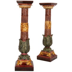Used Two 19th Century Sarreguemines Pottery Majolica Stands