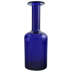 Holmegaard Large Vase or Bottle, Otto Brauer Dark Blue Art Glass, Denmark
