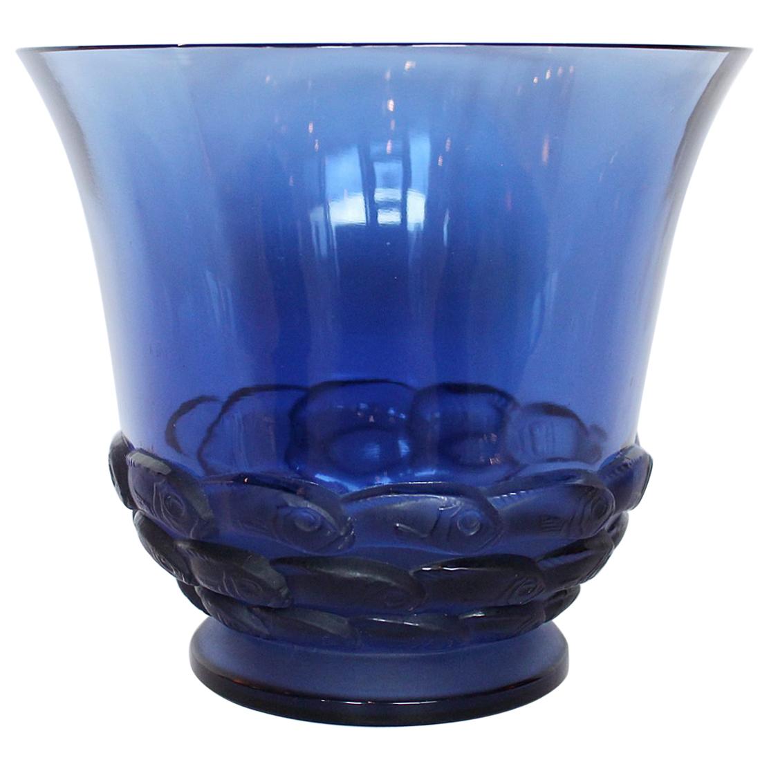 Lalique Blue Monaco Vase