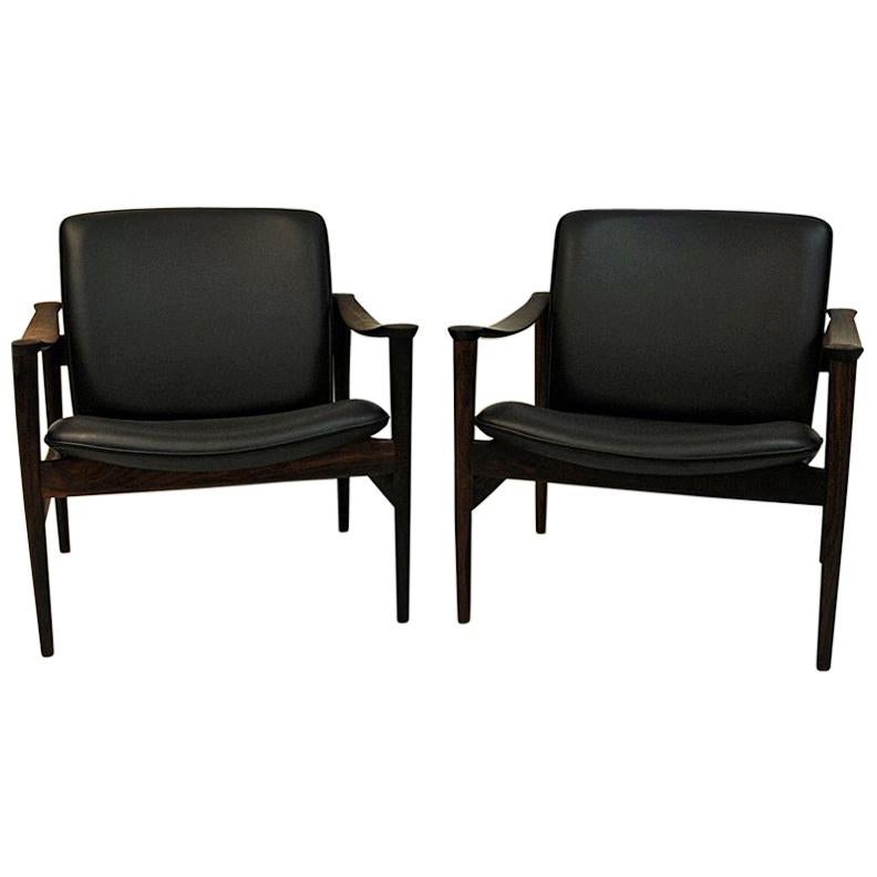 Pair of Lounge Chairs Rosewood 711 by Fredrik Kayser-Vatne Lenestolfabrikk 1960s