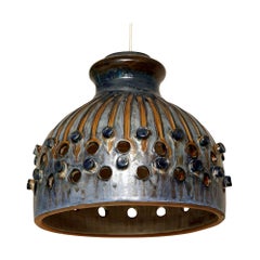 Mid-Century Modern Blue, Ceramic Celling Lamp, Denmark, 1960s