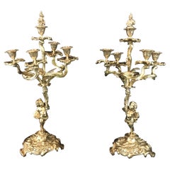 19th Century French Pair of Louis XV Style Candelabras