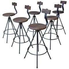 Handmade Industrial Bar Stools with Back and Spindle