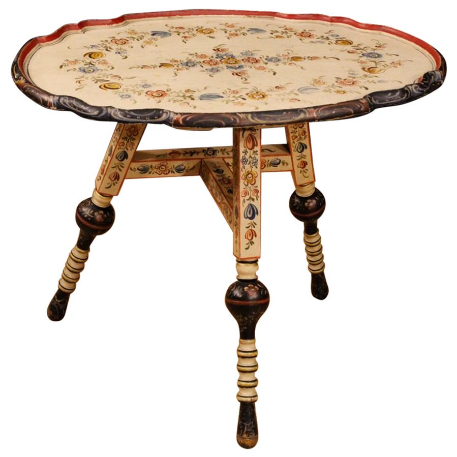 20th Century Hand Painted Wood With Floral Decorations Dutch Coffee Table, 1960