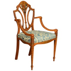 Late 19th Century Sheraton Revival Satinwood Armchair