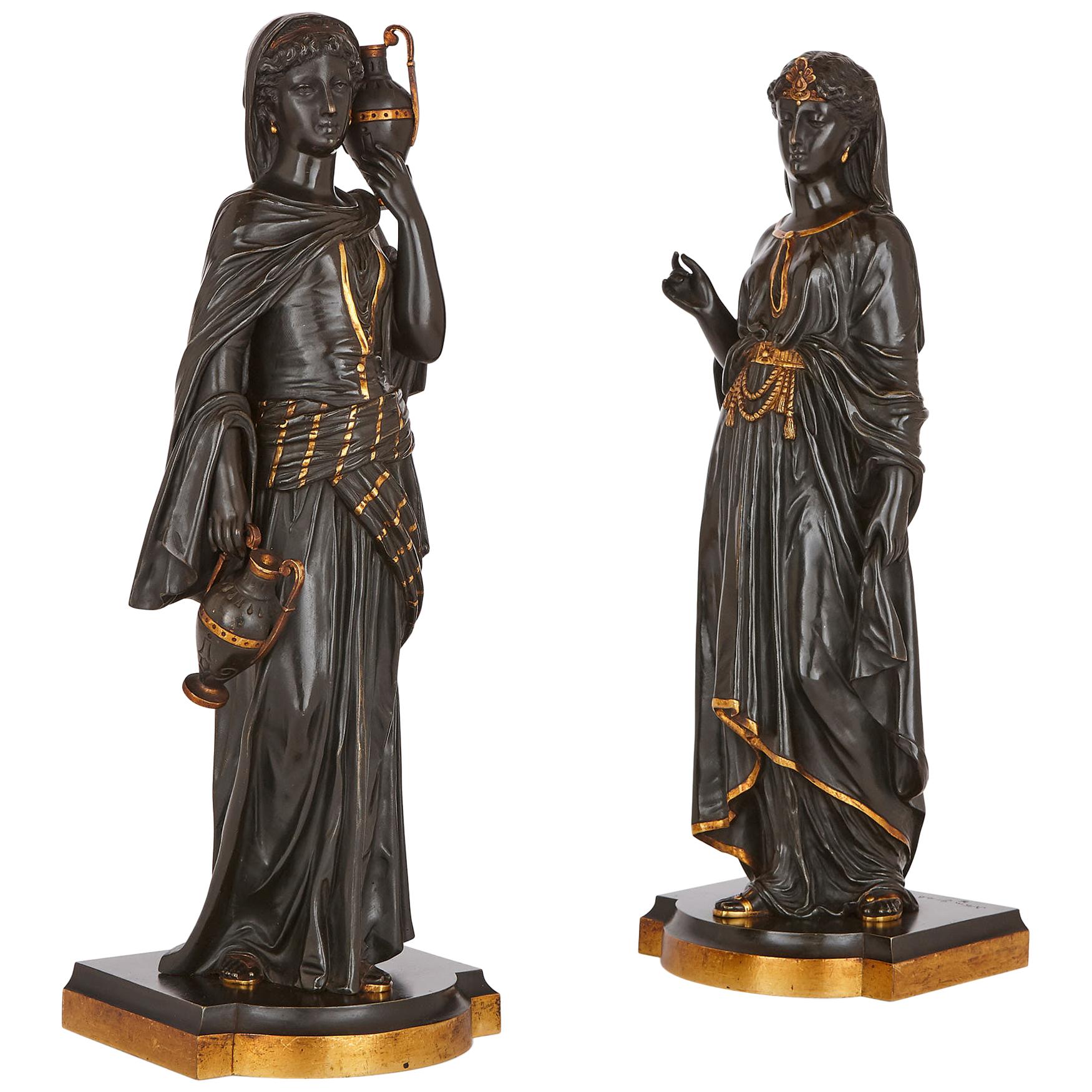 Deux sculptures orientalistes en bronze doré et patiné d’après Bergman en vente