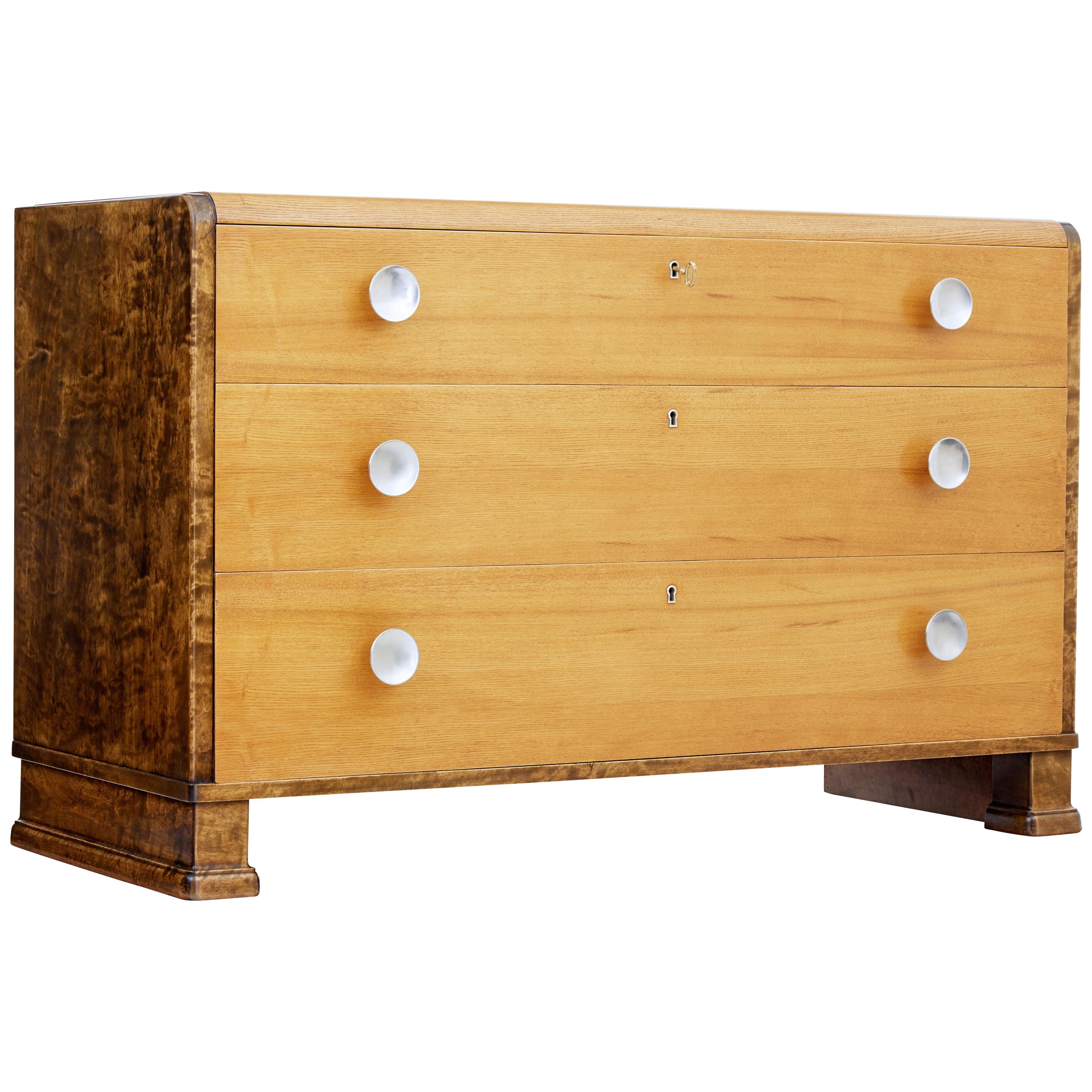 Mid-20th Century Birch and Elm Chest of Drawers
