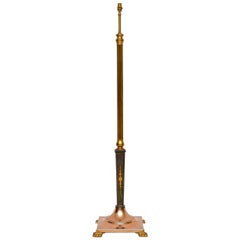 Antique French Brass, Copper and Steel Adjustable Floor Lamp