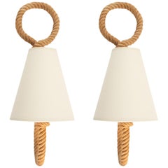 1950s Pair of Adrien Audoux & Frida Minet Rope Sconces