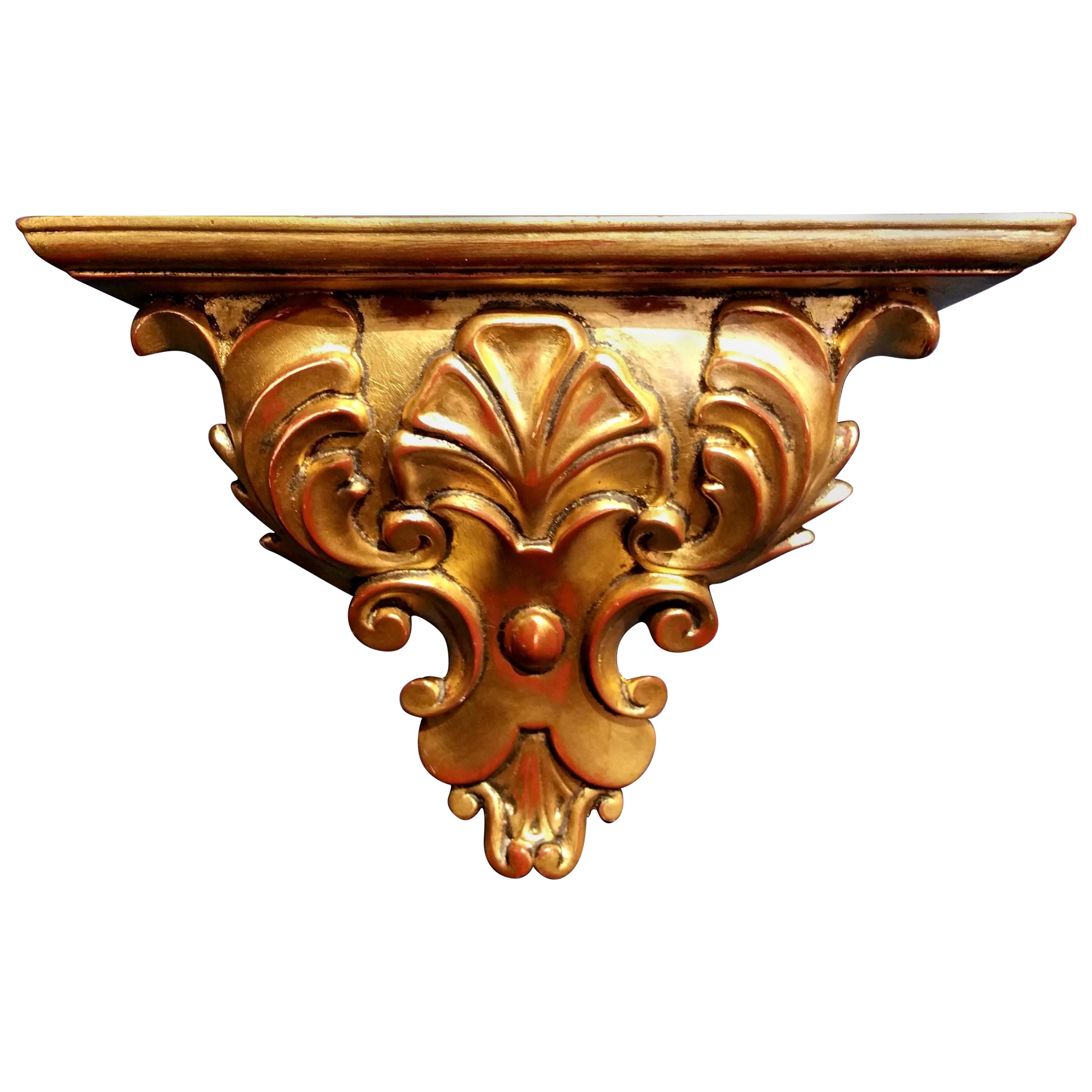Pair of Small Giltwood Shelves For Sale