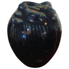 Axel Salto 's Vase Model 21451 in Deep Cobalt Blue Signed Salto Dated from 1957