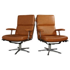 1950s Design Pair of Lounge and Swivel Armchairs