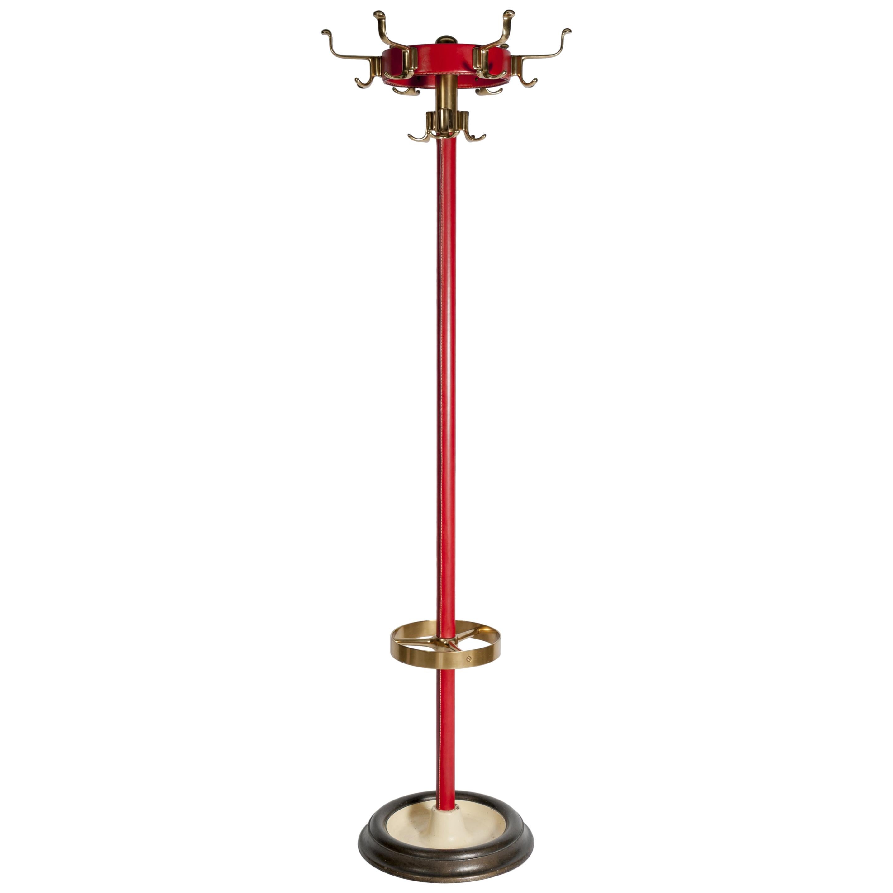Important Stitched Leather Coat Stand by Jacques Adnet For Sale