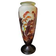 Emile Gallé Art Nouveau France Cameo Glass Vegetable Motifs Vase, 1900s