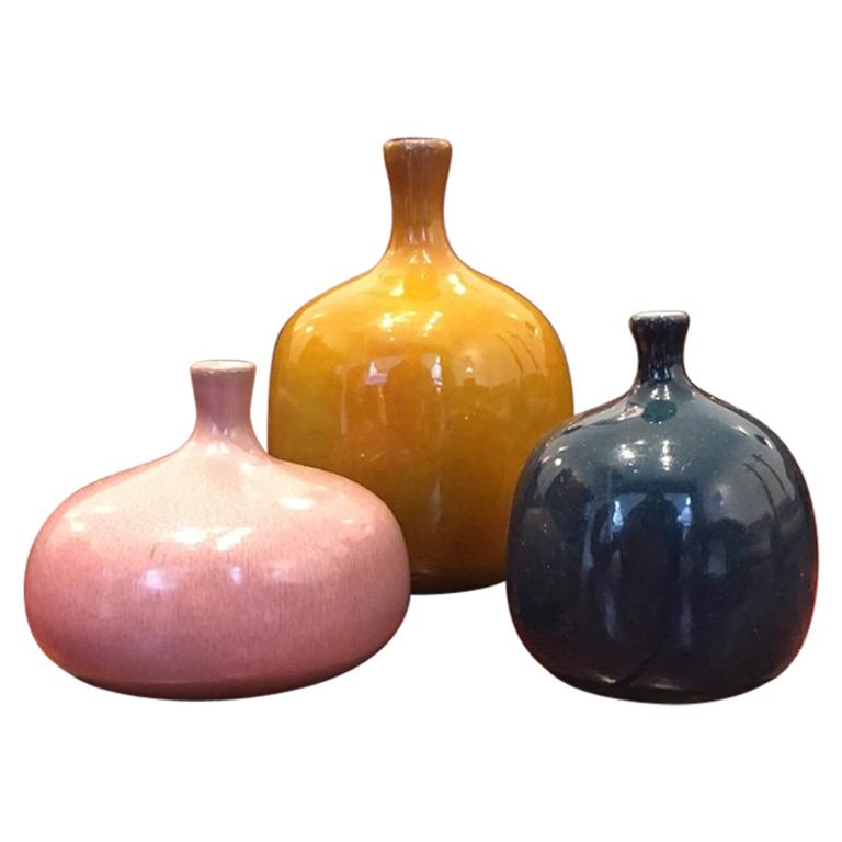 Set of 3 Jacques and Dani Ruelland's Ceramic Vases, circa 1960