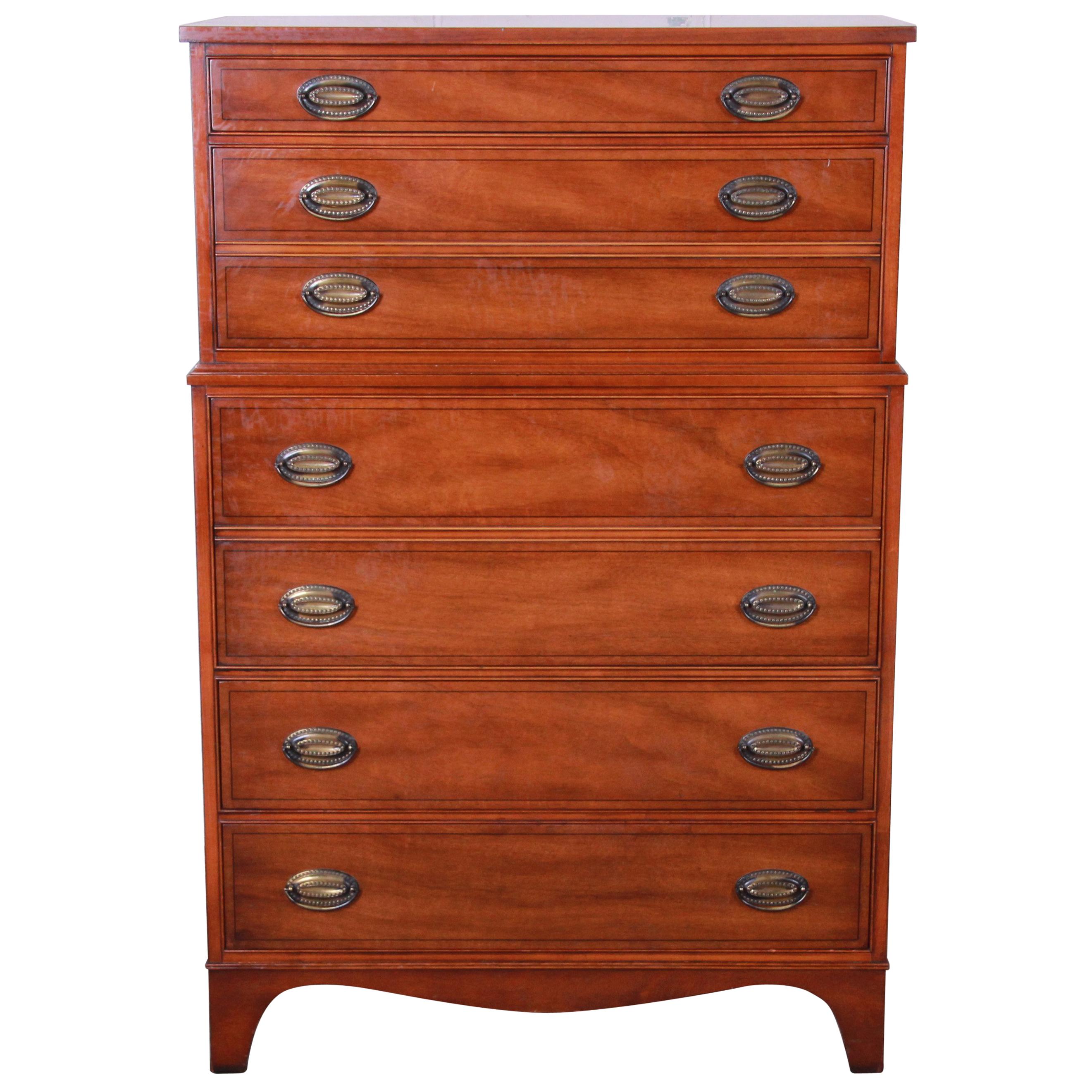 Heritage Henredon Inlaid Mahogany Highboy Dresser