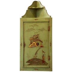 English Chinoiserie Decorated Hanging Corner Cupboard