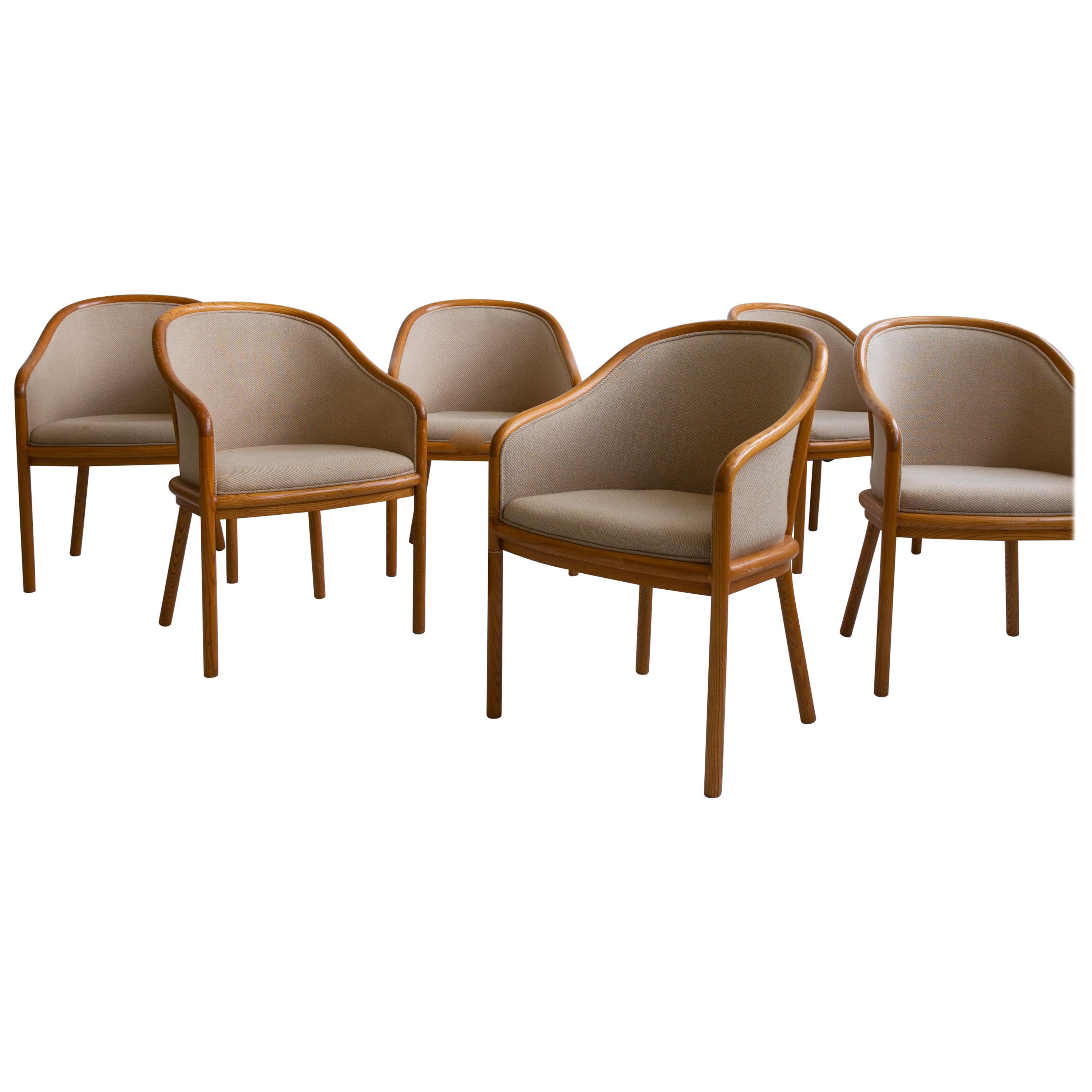 Six Vintage Upholstered Ward Bennett Dining Chairs, Mid-Century, American For Sale