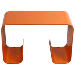 Pair of Orange Lacquered Metal Waterfall Console Tables from the 1970s