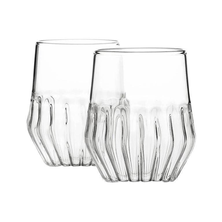 Pair of Czech Clear Contemporary Mixed Small Wine Cocktail Glasses, in Stock