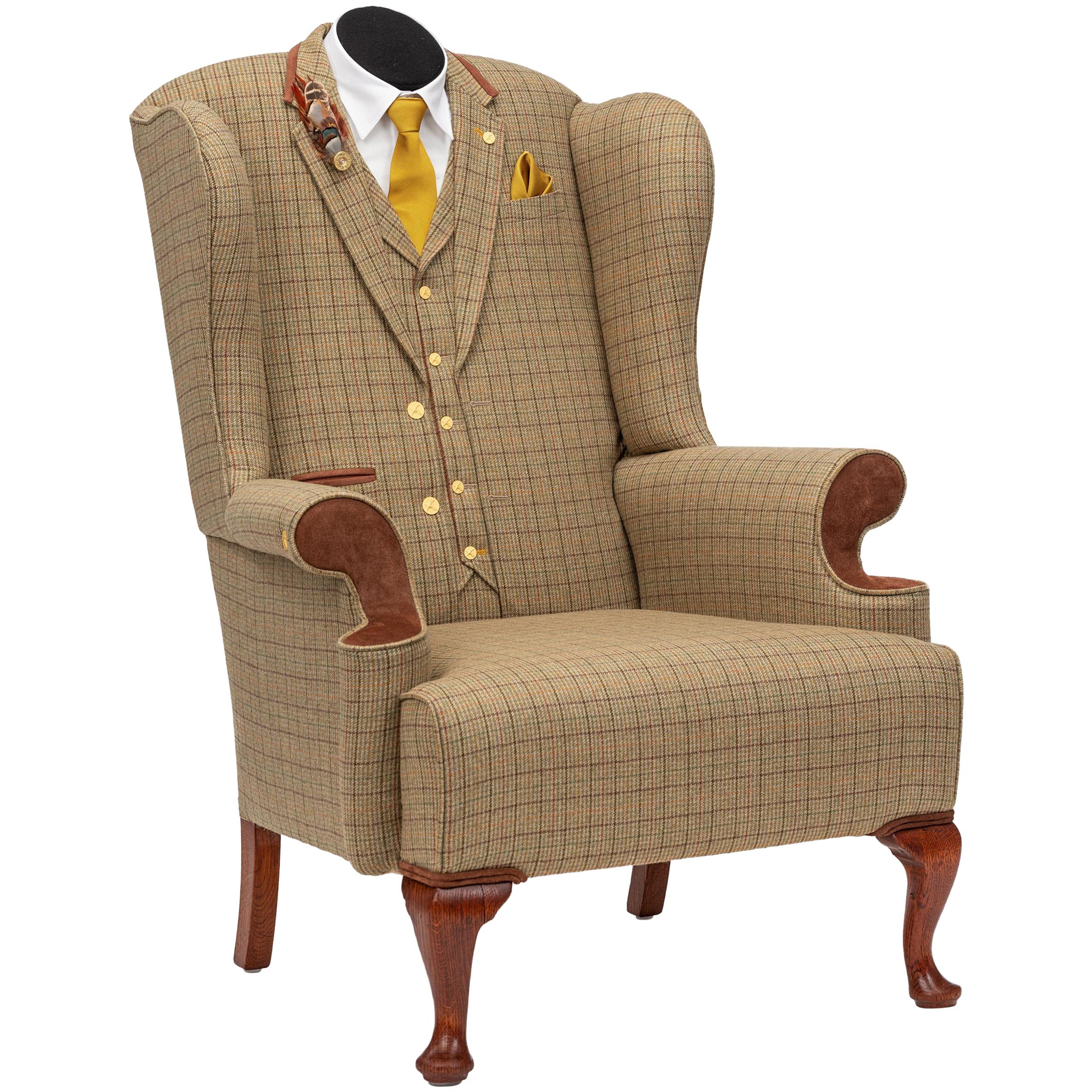 Midcentury Wingback Armchair 'The Dapper Tweed Hunting Wing Chair'