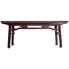 Late Qing Dynasty Low Bench with Carved Apron