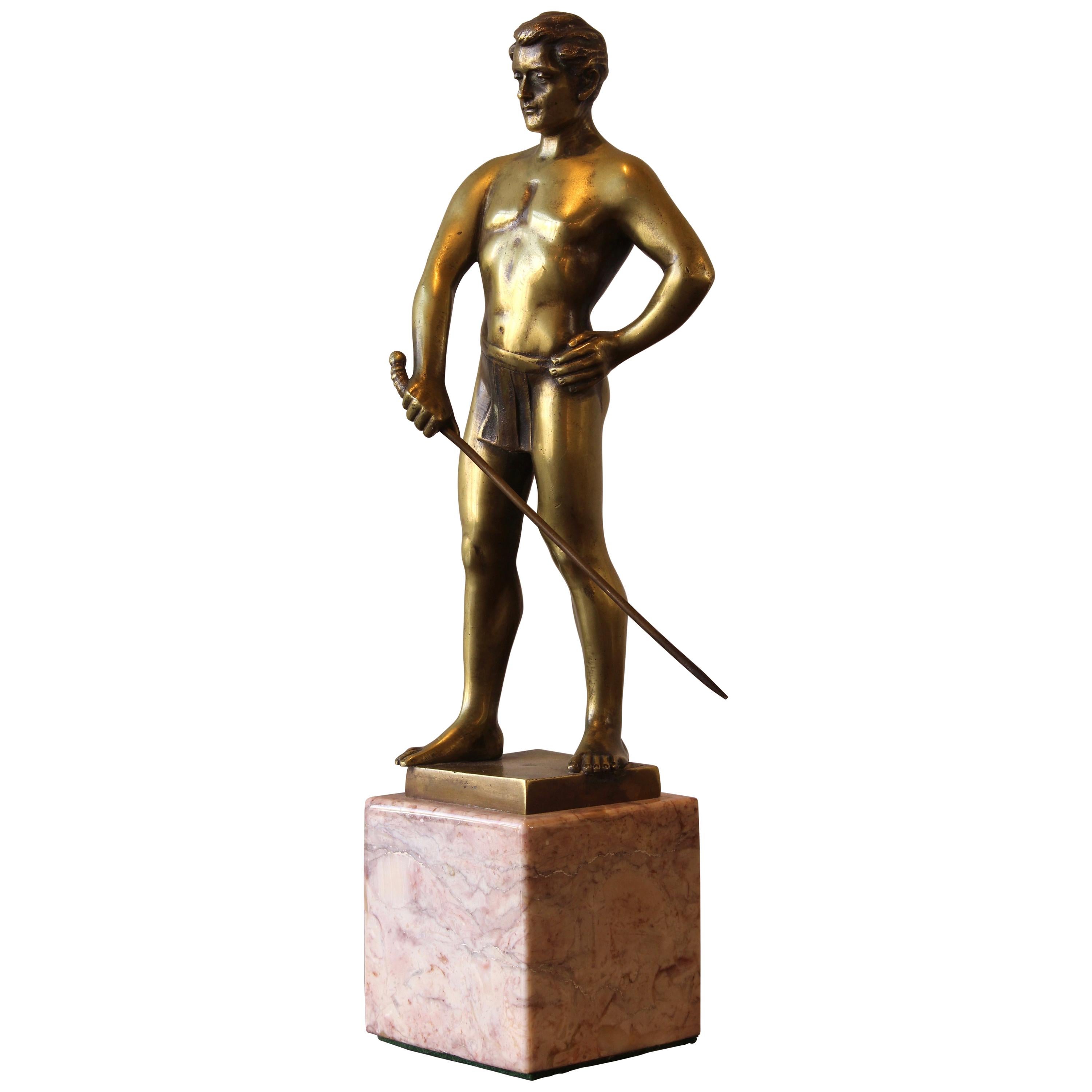Small Gilt Bronze Sculpture of a Fencer