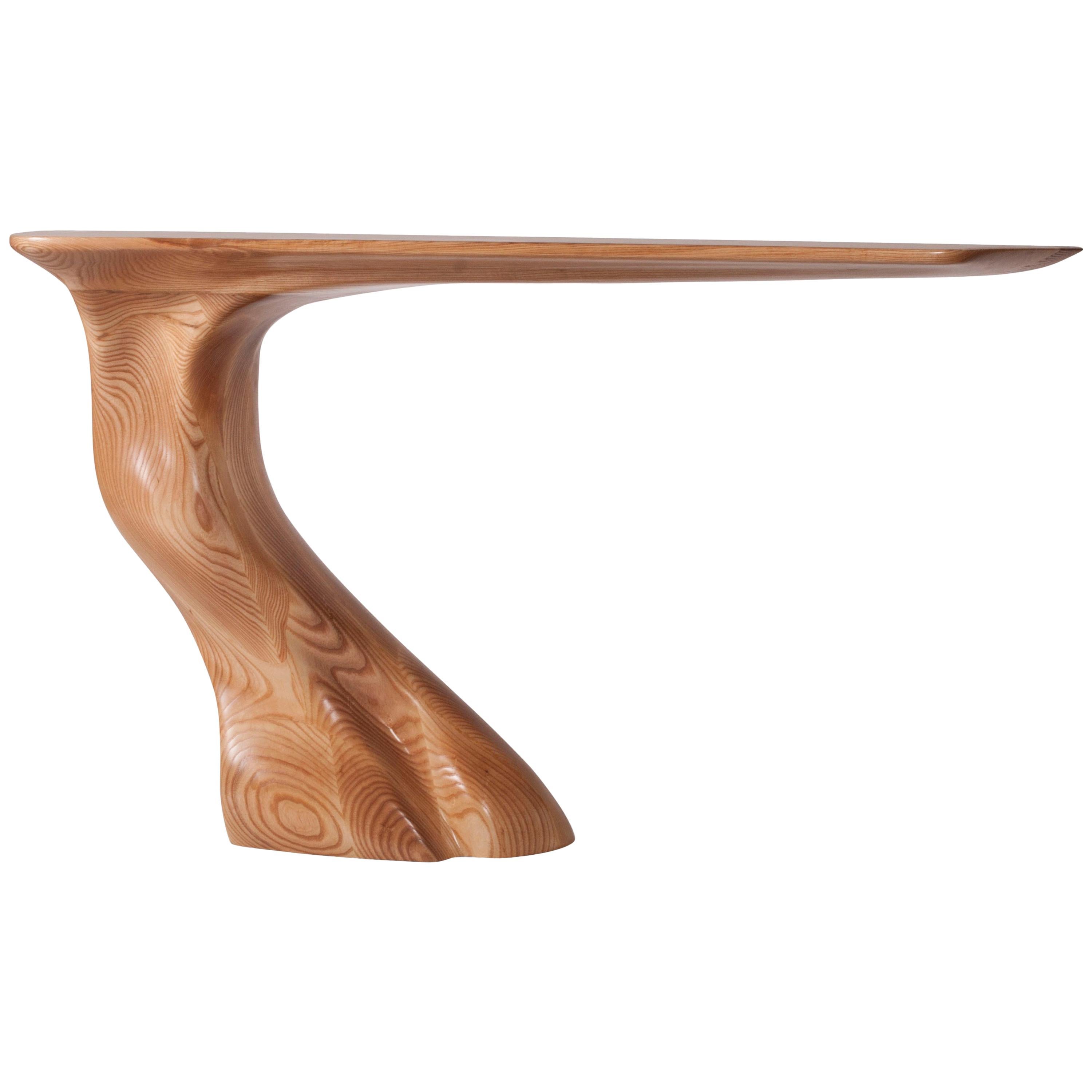 Amorph Frolic Console Facing Right Solid Wood, Honey Stained For Sale