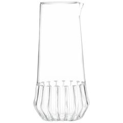 Czech Clear Contemporary Handmade Mixed Carafe Water Pitcher, in Stock