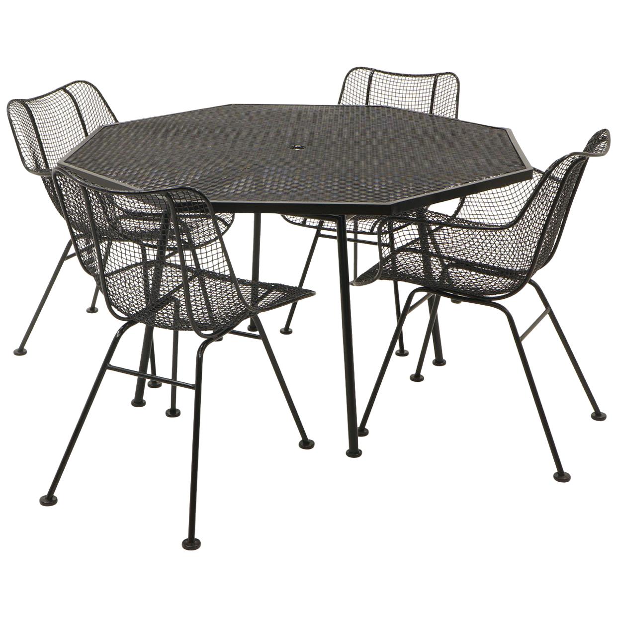 Russell Woodard Sculptura Outdoor/Patio Dining Set, Octagonal Table Four Chairs