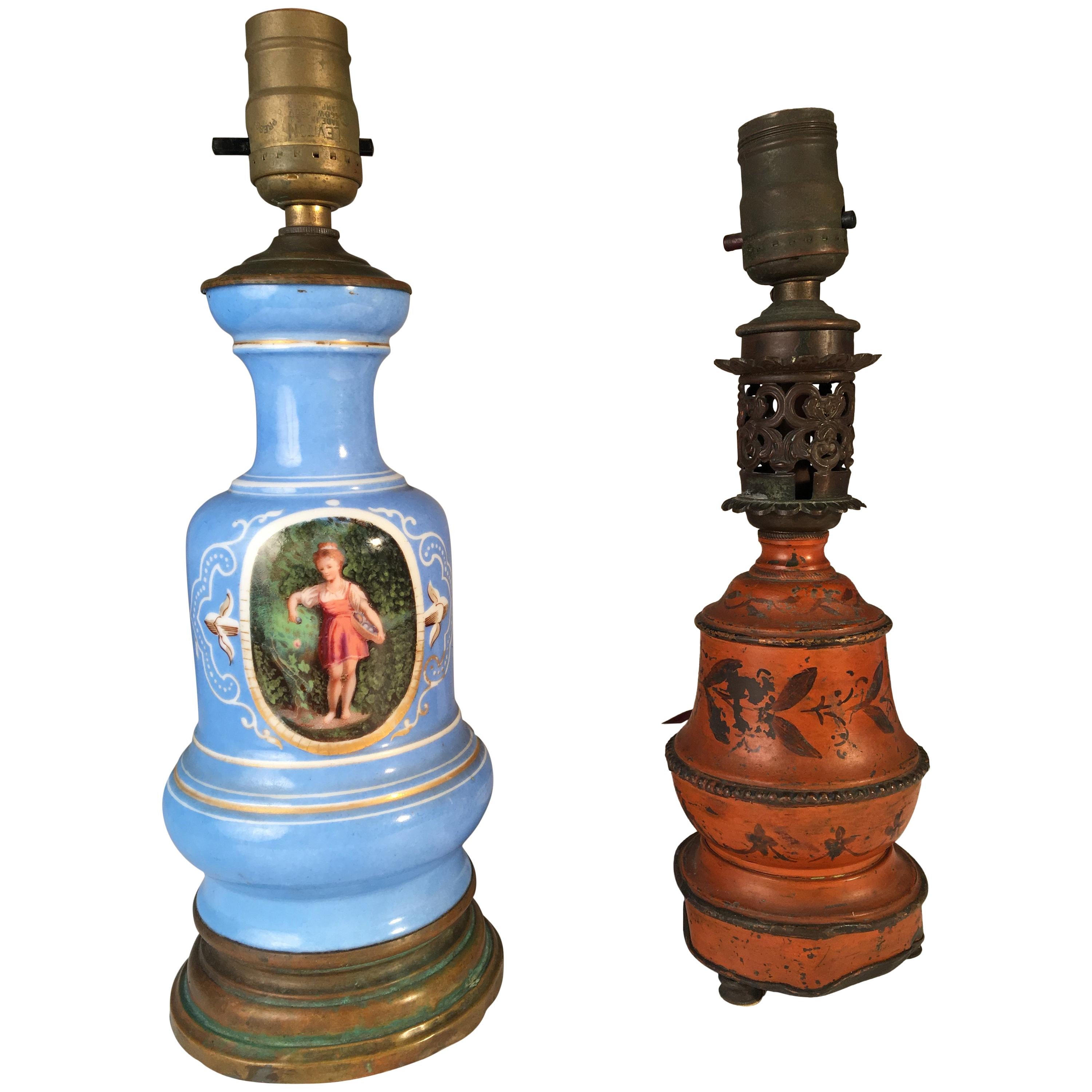 Two French Table Lamps, 19th Century