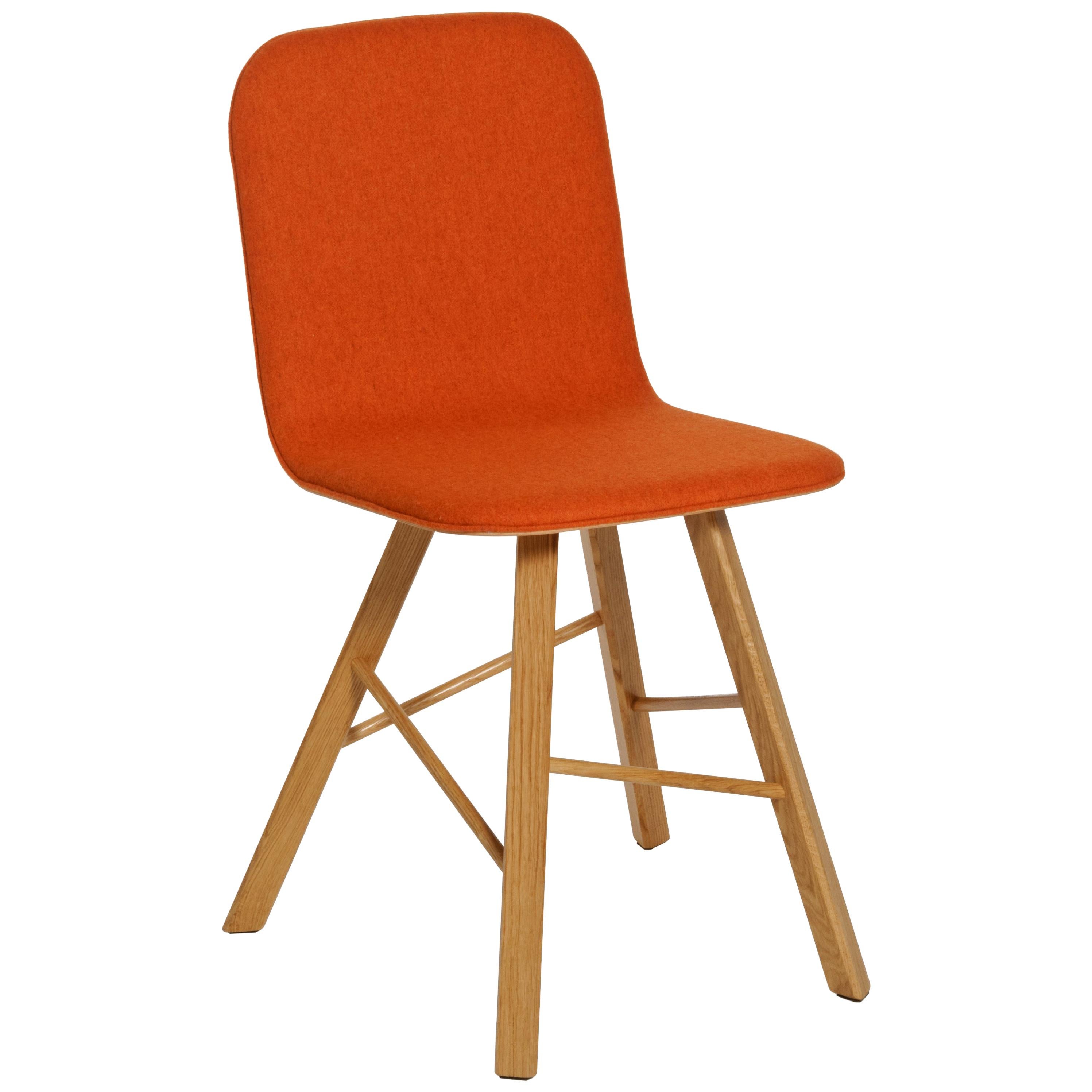 Tria Simple Chair Oak and Orange Upholstered Seat by Colé, Minimalist