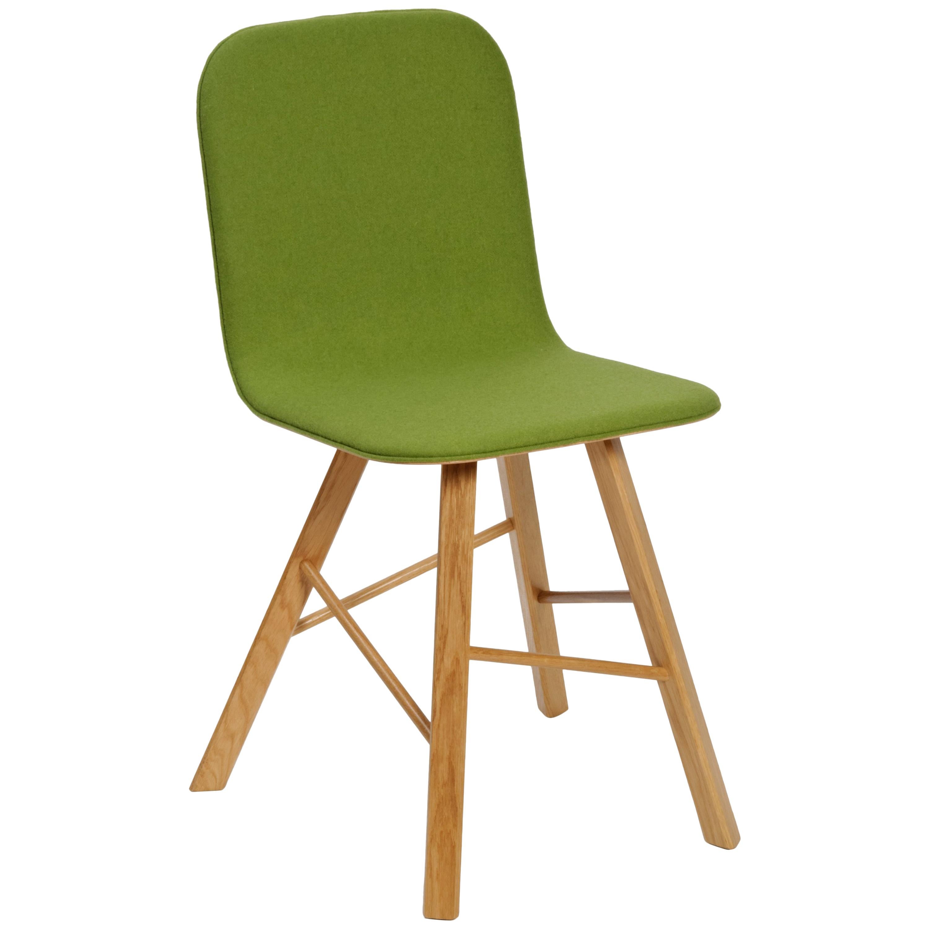 Tria Simple Chair Oak and Green Upholstered Seat by Colé, Minimalist For Sale