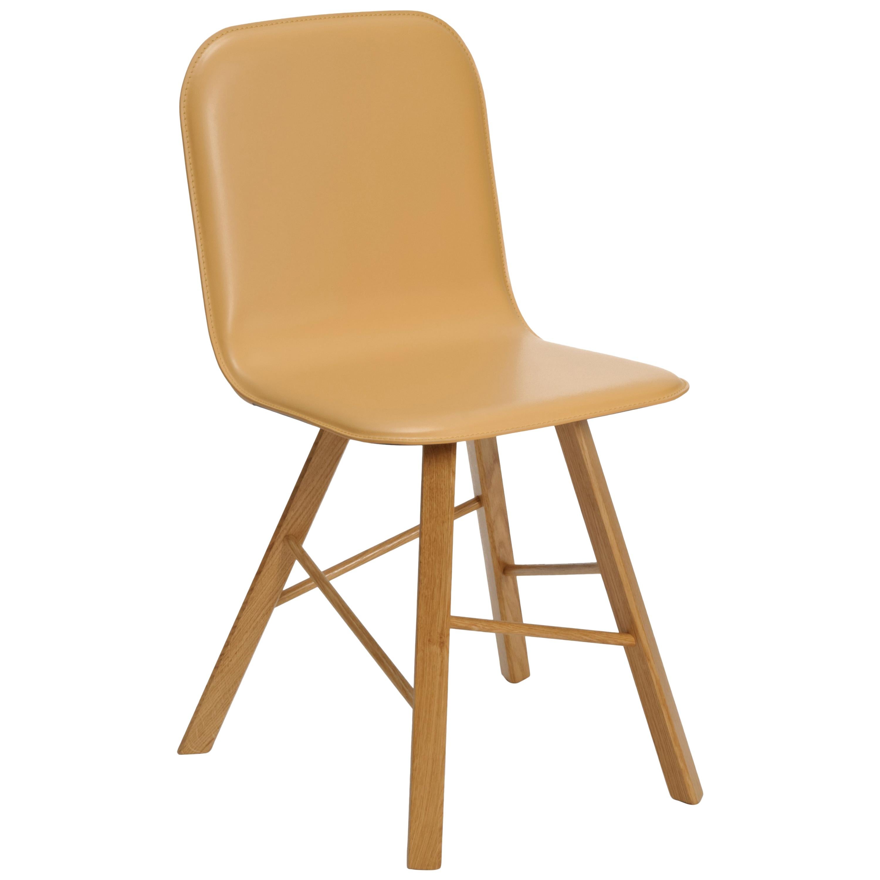 Tria Simple Chair by Colé Natural Leather and oak legs, Minimalist Made in Italy For Sale