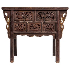 Antique Late Qing Dynasty Side Chest with Two Drawers
