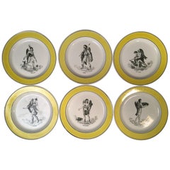 Set of 6 Pictorial Plates, Creil et Montereau