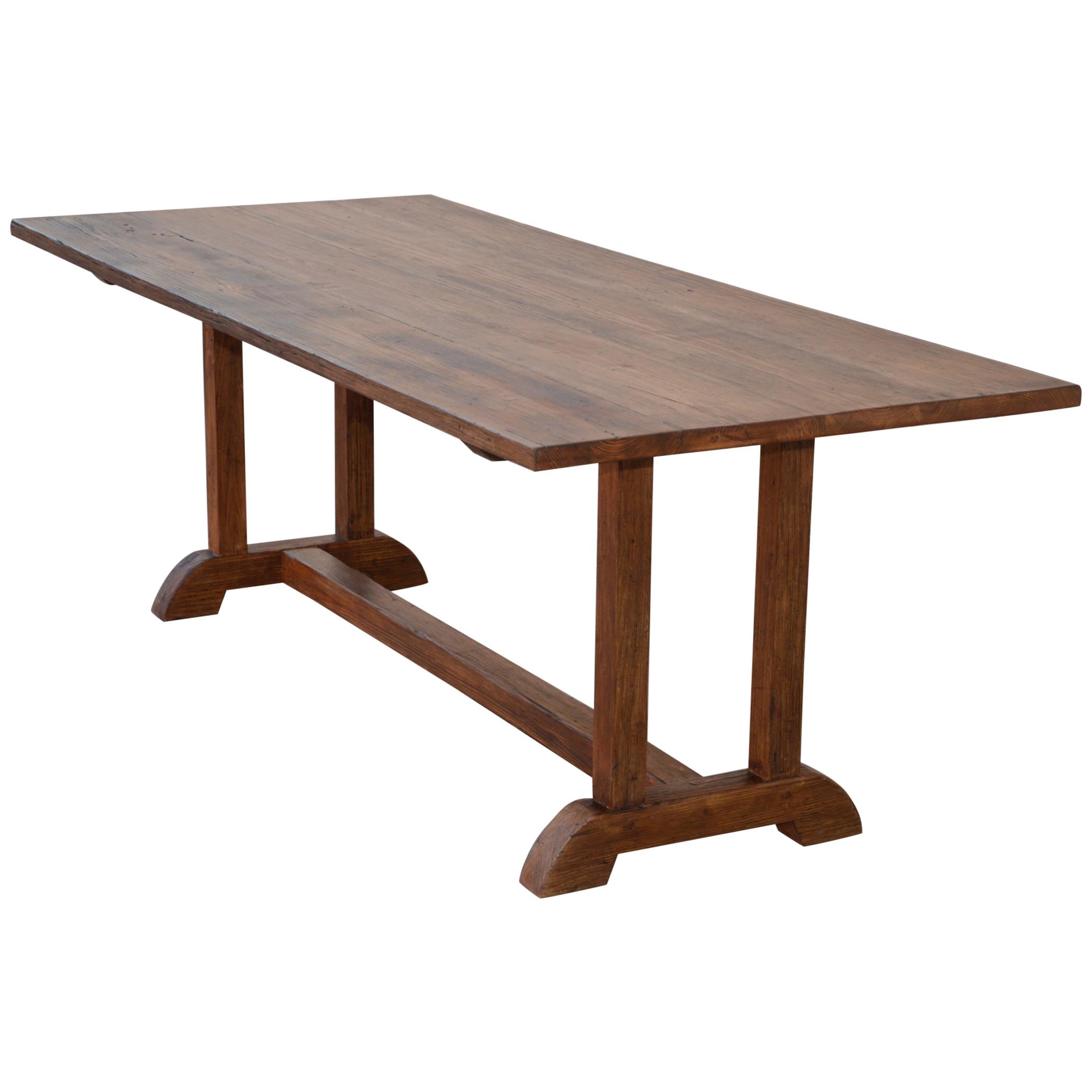 Anna Dining Table in Vintage Heart Pine, Built to Order by Petersen Antiques For Sale