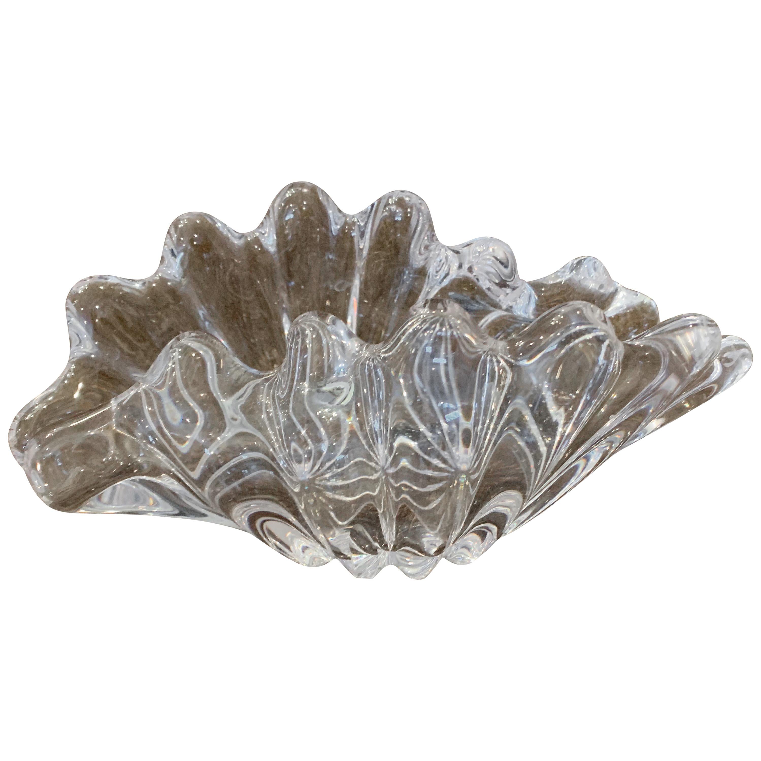 Vintage Cofrac Art Verrier France Crystal Art Glass Bowl, 1970s For Sale